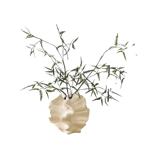 Brielle Vase With Leaves In Cream