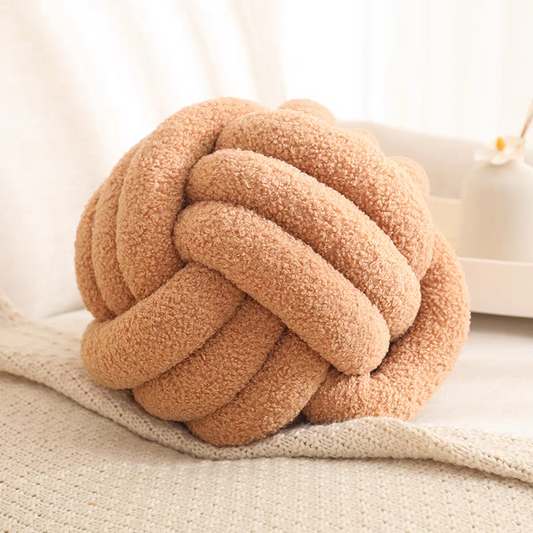 Kaia Knotted Ball Pillow In Coffee