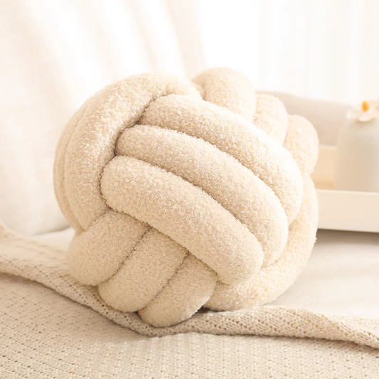 Kaia Knotted Ball Pillow In Cream